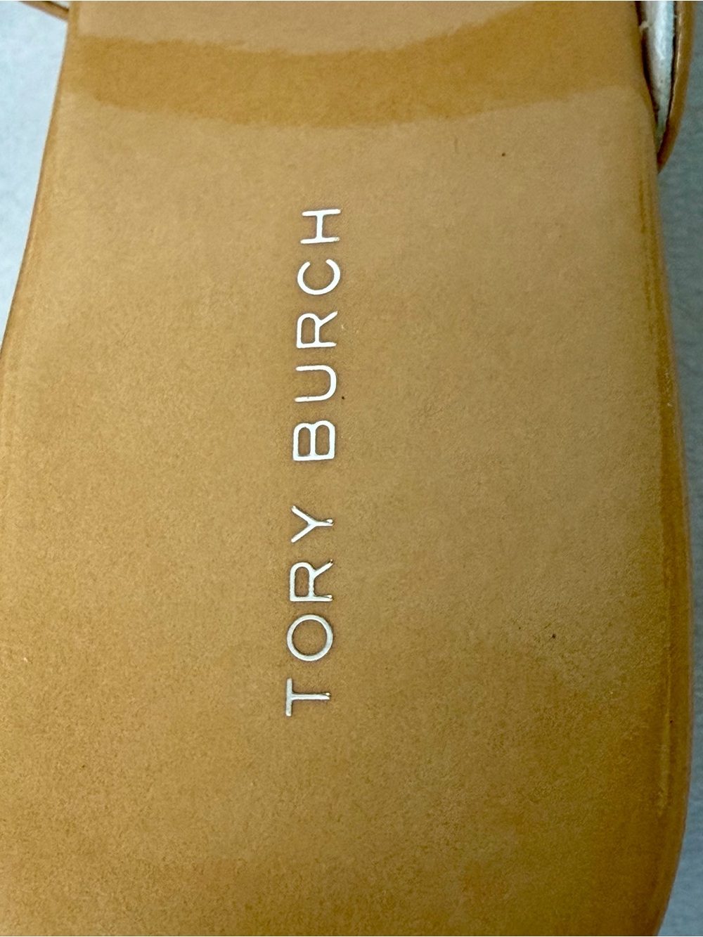 Tory Burch Pierced Mule Wedge, tan patent leather, silver, new in box, 6.5 - Picture 12 of 16